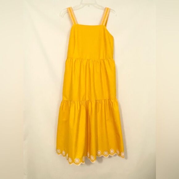 J. Crew yellow dress with white eyelet embroidery details size 4 MIDI. - Picture 2 of 6